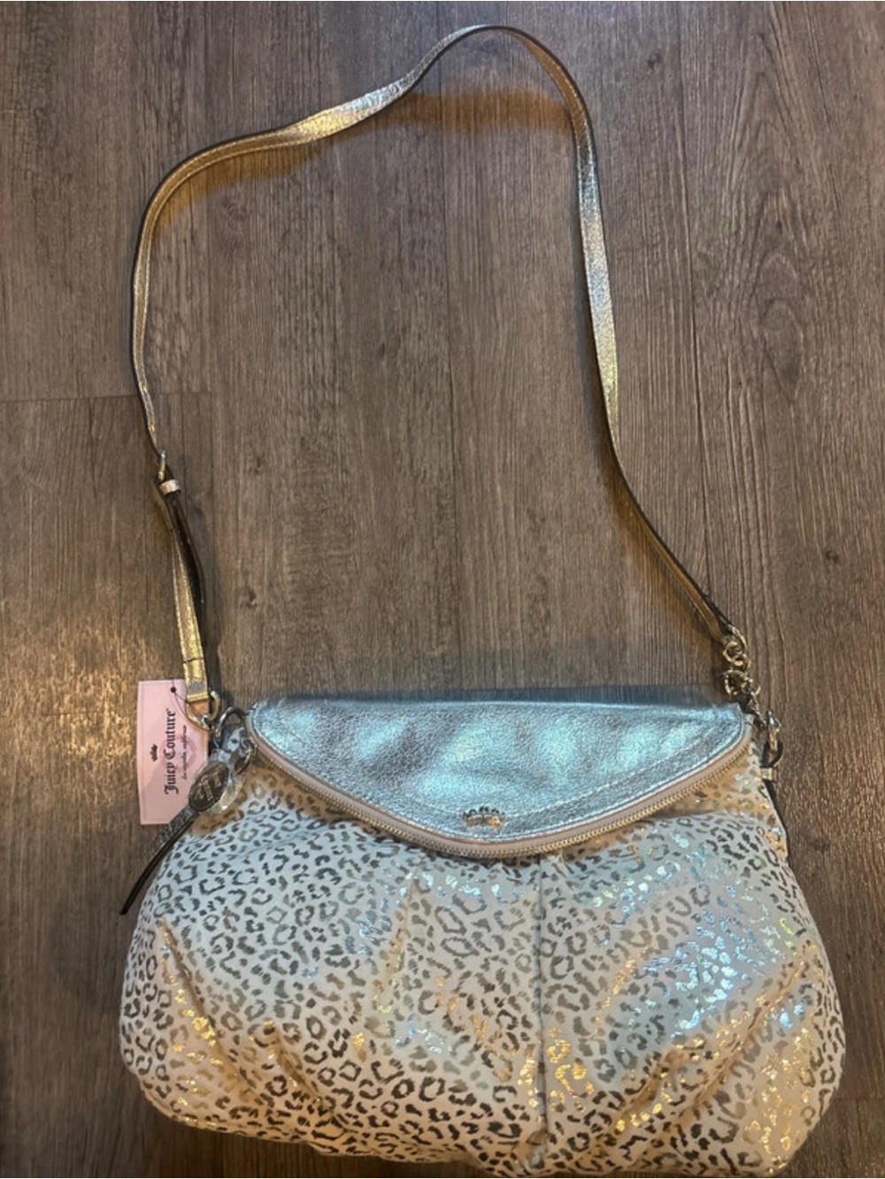 Juicy Couture Metallic Silver Leopard Shoulder Bag